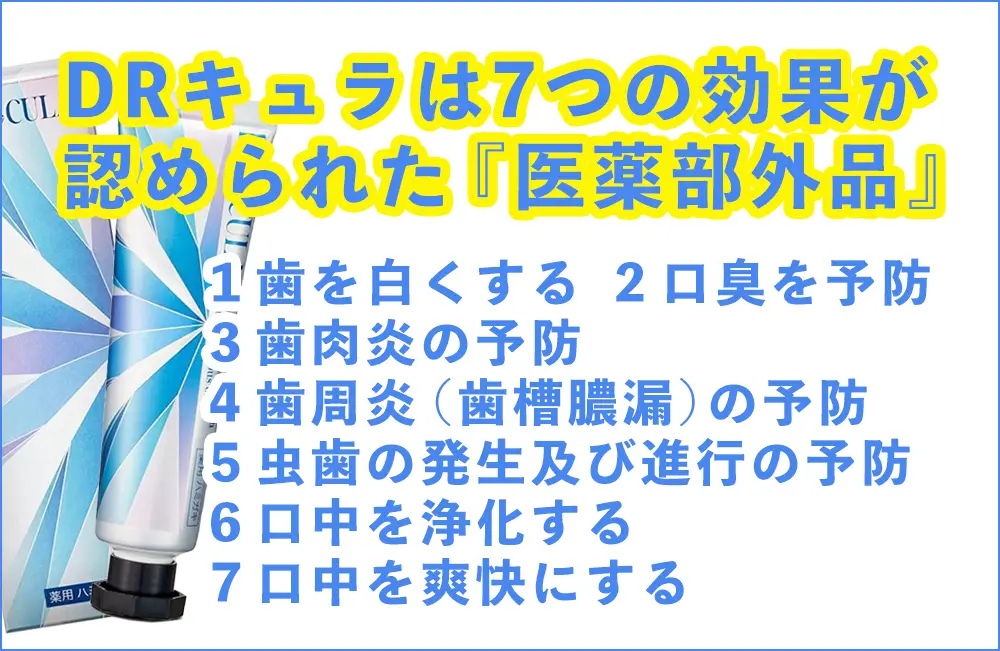 ドクターキュラは7つの効果が認められた医薬部外品